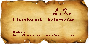 Lieszkovszky Krisztofer névjegykártya